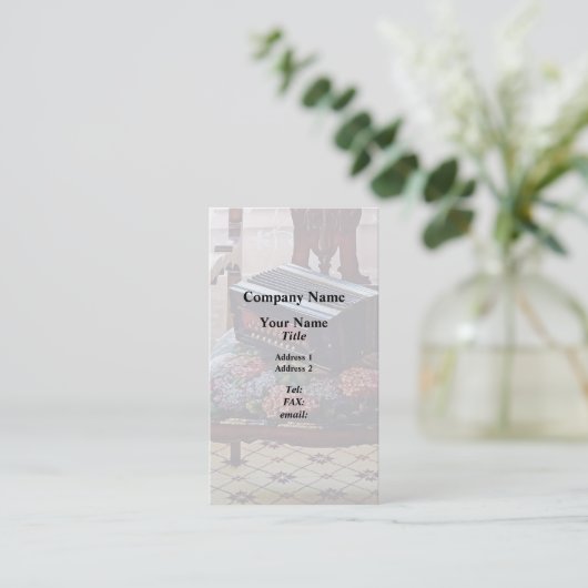 Button-Akkordeon auf dem Stuhl mit festem Sitz Visitenkarte (Stehend Vorderseite)