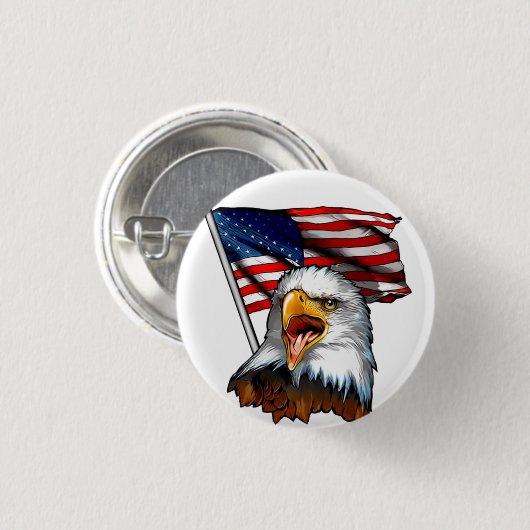 Button ~ American Eagle and U.S.A. Flag (Vorne & Hinten)