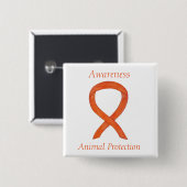 Button "Animal Protection Orange Awareness Ribbon" (Vorne & Hinten)