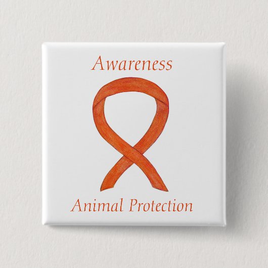 Button "Animal Protection Orange Awareness Ribbon" (Vorderseite)