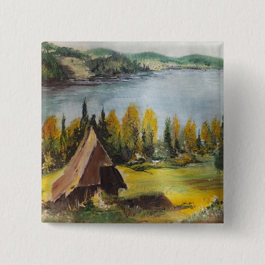 Button Ann Hayes Gemälde Chalet am See (Vorderseite)