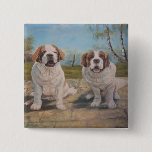 Button Ann Hayes Painting Two St Bernards