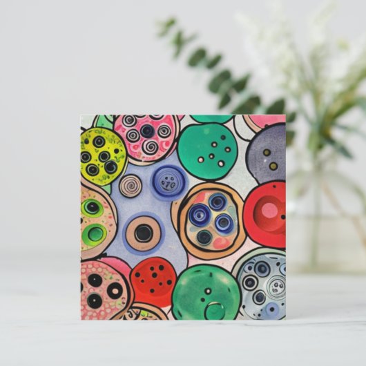 Button Art Feiertagskarte (Stehend Vorderseite)