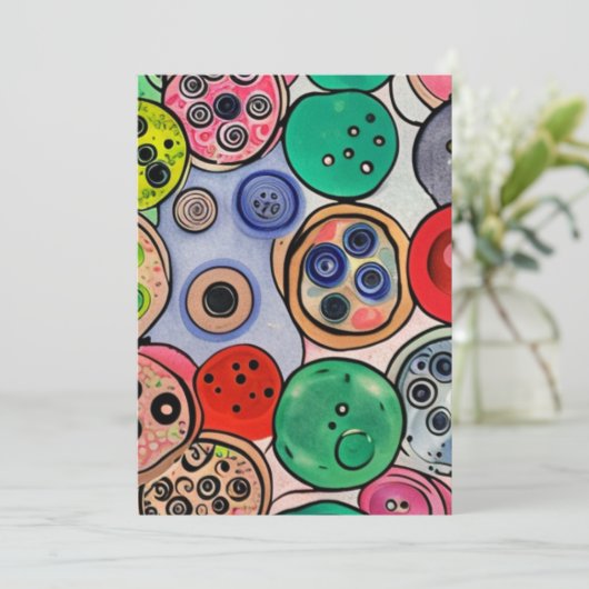 Button Art Feiertagskarte (Stehend Vorderseite)