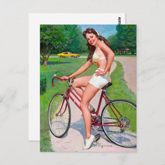 Button auf dem Fahrrad Postkarte (Vorne/Hinten)