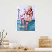 Button aufstehen poster (Küche)