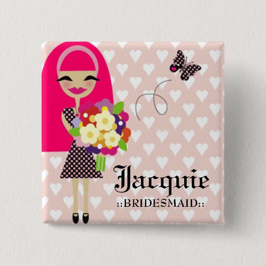 BUTTON-AUSTAUSCHBARES HAAR des MÄDCHEN-311-FLOWER Button (Vorderseite)