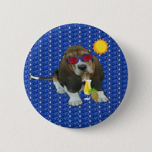 Button Baby Basset Hound Sheldon Sommerzeit (Vorderseite)