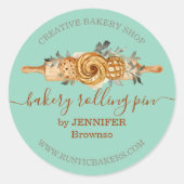 Button Backkost Brät elegantes Grün Runder Aufkleber (Vorderseite)