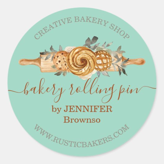 Button Backkost Brät elegantes Grün Runder Aufkleber (Vorderseite)