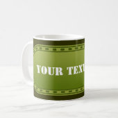 BUTTON BANNER Oliven-grüner Farbverlauf + Ihr Text Kaffeetasse (Vorderseite Links)