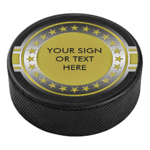 Button / Banner - Stars Gold Silber + YOURS Eishockey Puck