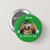 Button Basset Hound Happy St Patrick's Day (Vorne & Hinten)
