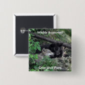 Button "Black & Gray Wolf Pups Wildlife Collector" (Vorne & Hinten)