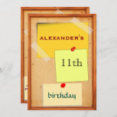Button Board Boys 11. Geburtstag Einladung (Vorne/Hinten)