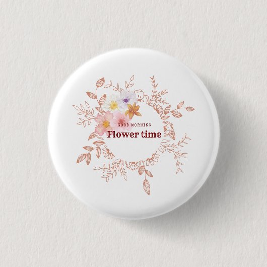 Button | Botanische Blume Zeit Pinback Button (Vorderseite)