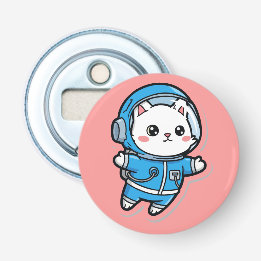 Button Bottle Opener Cute Astronaut Cat Kawaii Flaschenöffner