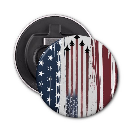 Button Bottle Opener grunge American Flag Aircraft Flaschenöffner (Vorderseite)