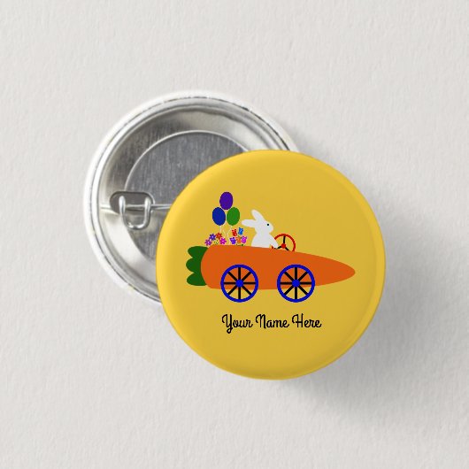 Button "Bunny Riding Carrot Car #2" (Vorne & Hinten)