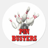 Button Busters Bowling Runder Aufkleber (Vorderseite)