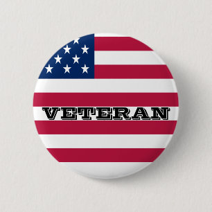 BUTTON-Button für die US-Flagge Patriotic Veteran  Button