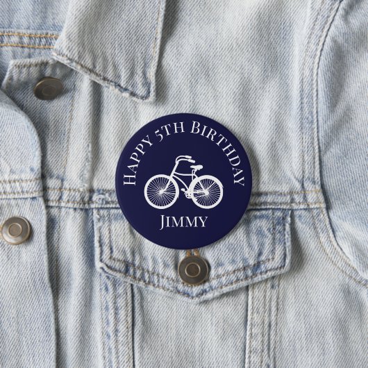 Button Button Happy xth Birthday Boy Bicycle Blue (Beispiel)