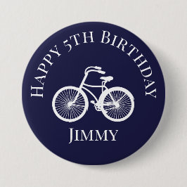 Button Button Happy xth Birthday Boy Bicycle Blue