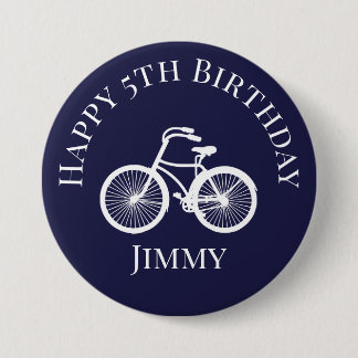 Button Button Happy xth Birthday Boy Bicycle Blue