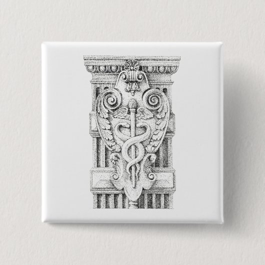 BUTTON CADUCEUS Square (Vorderseite)