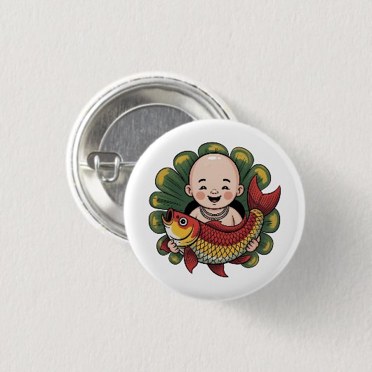 Button | Chloe Baby - Niedlicher Junge mit Lucky K (Vorne & Hinten)