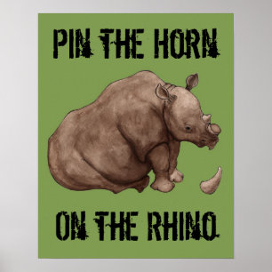 Button das Horn auf dem Rhino-Plakat Poster