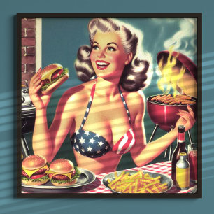 Button der amerikanischen GRILLEN Poster