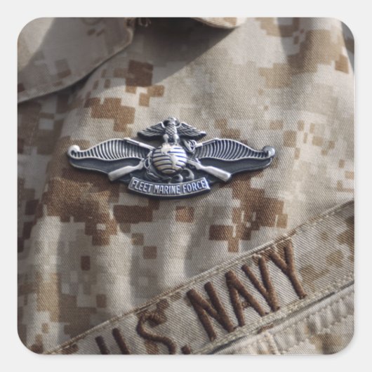 Button der Flotteneinsatzkommandos Quadratischer Aufkleber (Vorderseite)