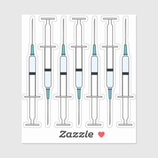 Button der Nadel auf der COVID-Impfstoffspritze Aufkleber (Blatt)