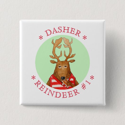 Button des DASHER-REINDEERKRATES (Vorderseite)