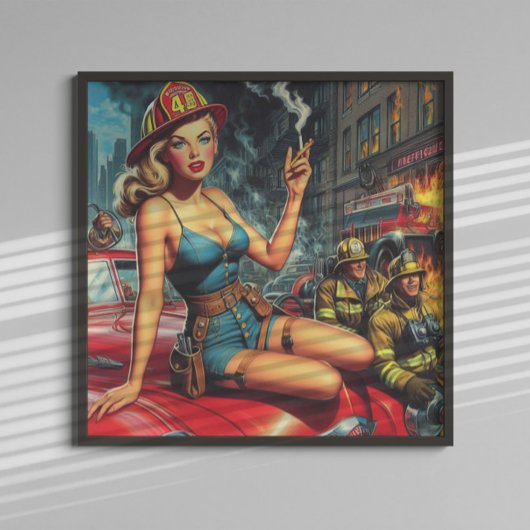 Button des Feuerwehrmanns Poster