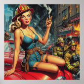 Button des Feuerwehrmanns Poster (Vorne)