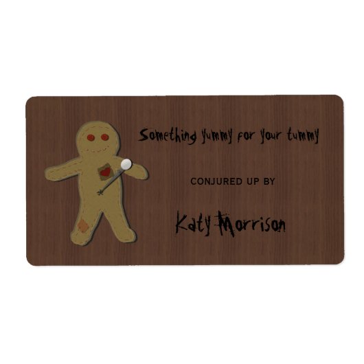 Button des Fluchs auf dem Voodoo Puppen Backetiket (Vorne)