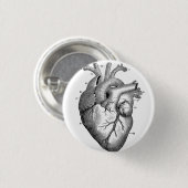 Button des menschlichen Herzdiagramms Schwarz/Weiß (Vorne & Hinten)