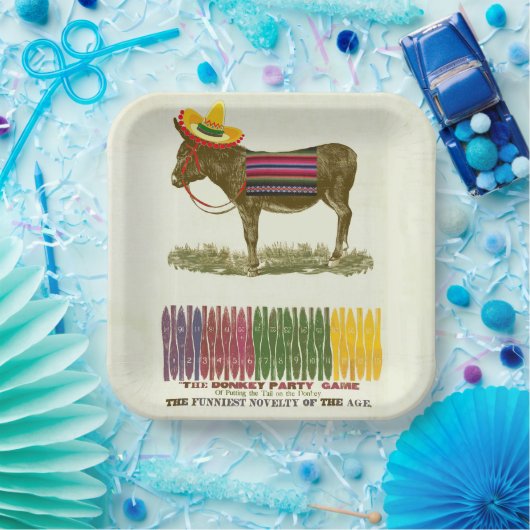 Button des Schwanzes auf dem Donkey Pappteller (Party)