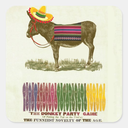 Button des Schwanzes auf dem Donkey Quadratischer Aufkleber (Vorderseite)