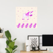 Button des Schwanzes auf dem Unicorn Party Game Poster (Heimbüro)
