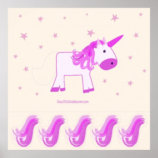 Button des Schwanzes auf dem Unicorn Party Game Poster (Vorne)