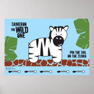BUTTON des Schwanzes auf der Zebra Safari Geburtst Poster