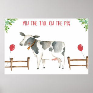 Button des Schwanzes Kuh Farm Tiere Boy Birthday P Poster