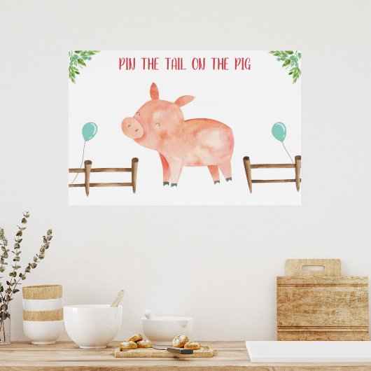 Button des Schwanzes Schweinezüchter Boy Birthday  Poster (Küche)