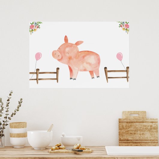 Button des Schwanzes Schweinezüchter Mädchen Gebur Poster (Küche)