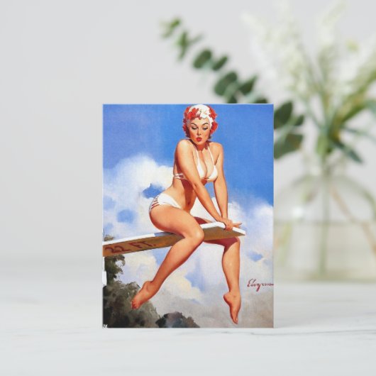 Button des Tauchboards Postkarte (Stehend Vorderseite)