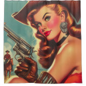 Button des Vintagen Westerns Duschvorhang (Vorderseite)