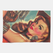 Button des Vintagen Westerns Geschirrtuch (Horizontal)